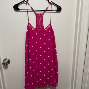 Hollister Hot Pink Polka Dot Lace-Back Chemise